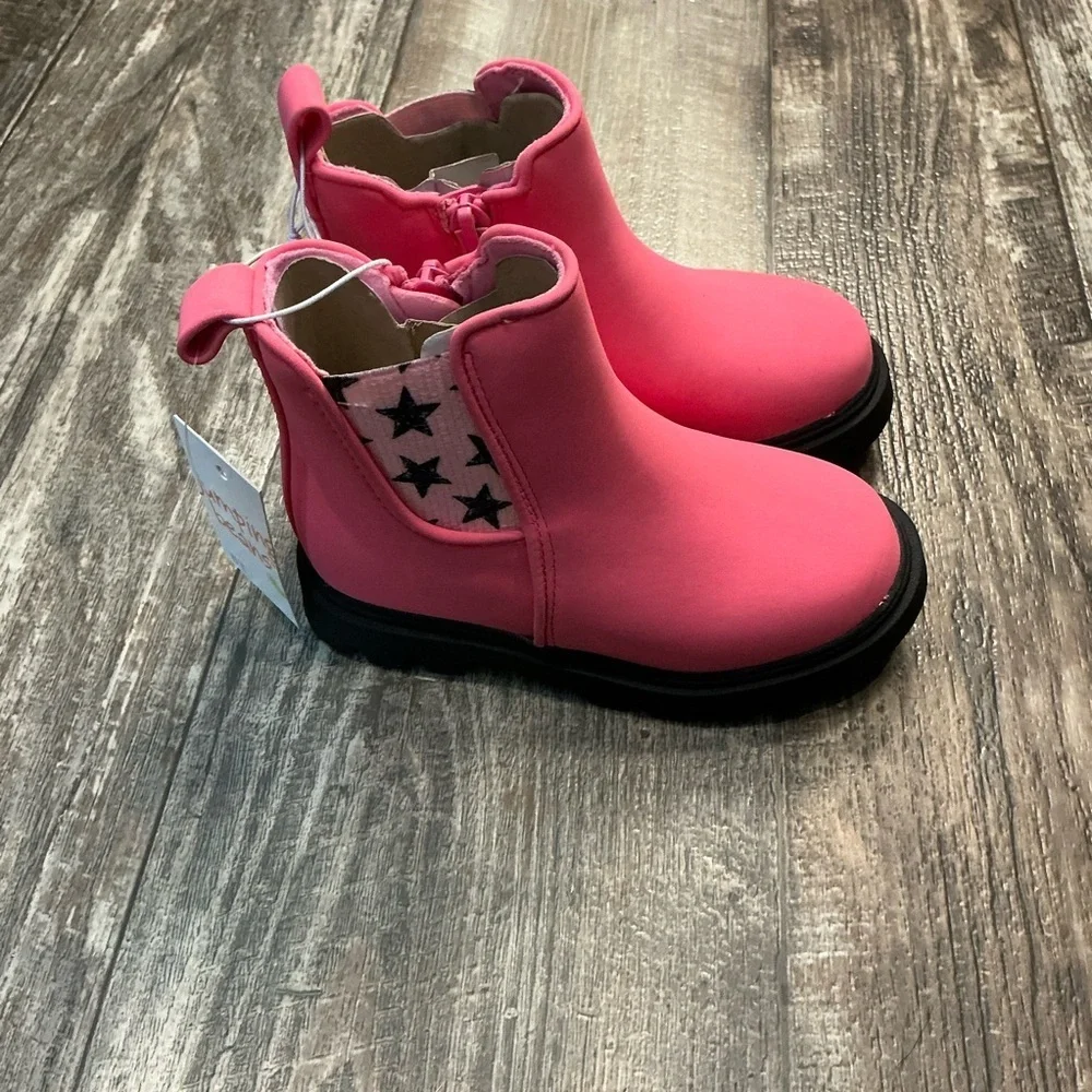 Jumping Beans Girl’s Pink Star-Panel Chelsea Boot Size 8